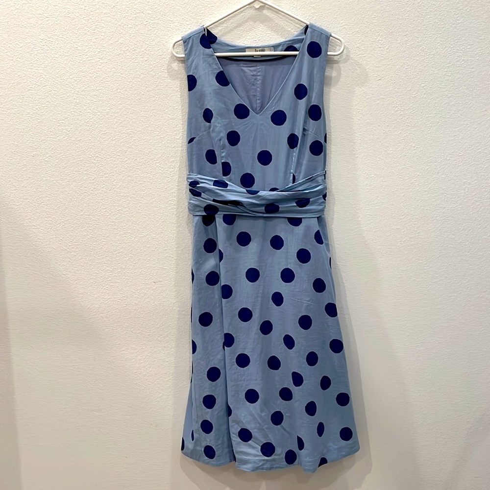 Adorable blue polka dot dress from Boden
